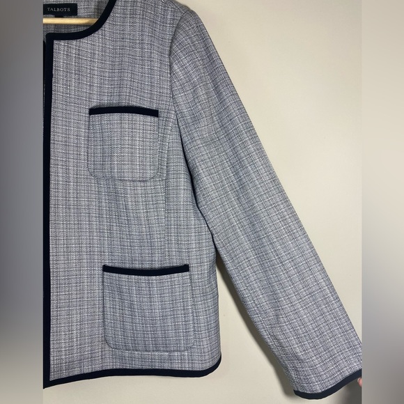 TALBOTS White & Black Westport Tweed Open Front Blazer Jacket - Women’s Size 18 - Picture 6 of 13